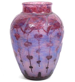 Le Verre Francais Lavender Cameo Glass Vase