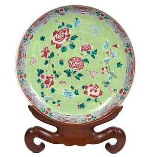 Chinese Famille Rose Green Ground Charger