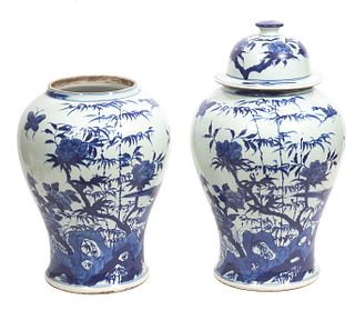 Pr. Large Chinese Blue & White Urns