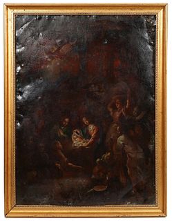 18th C. Oil on Copper 'Adoration of the Shepherds'