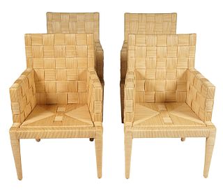 4 Donghia 'Block Island' Woven Rattan Chairs