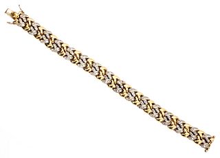 Chevron Pave Diamond 18K Two Tone Bracelet