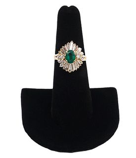 Emerald, Diamond & 14K YG Ballerina Ring