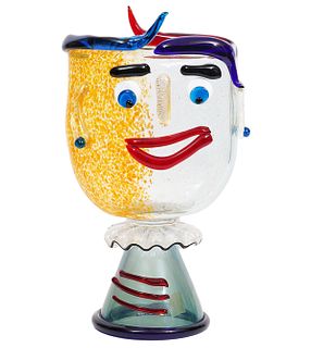 Stefano Toso Murano Italian Glass Face Vase