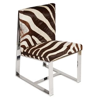 Mid Century Zebra Hide & Chrome Chair