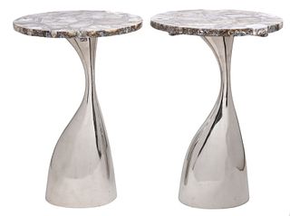 Pr. Philippe Hiquily Style Stone & Chrome Tables