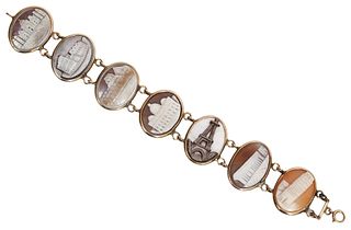 Cameo, Mother of Pearl, 14K 'World Tour' Bracelet