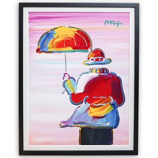 Peter Max (American b. 1937) "Umbrella Man" Acrylic On Canvas