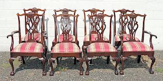 Eight Stickley Chippendale-style Dining Chairs