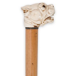 Figural Bone Carved Walking Stick