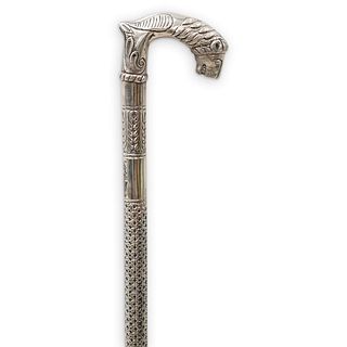 Silver Plated Lion Walking Stick