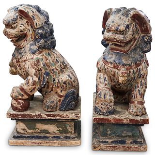 Antique Chinese Wood Foo Dogs