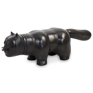 Botero Style Cat Bronze Sculpture