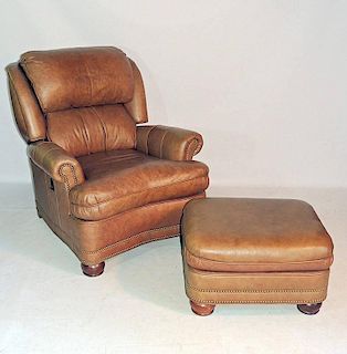 Hancock and Moore Leather Chair and Ottoman