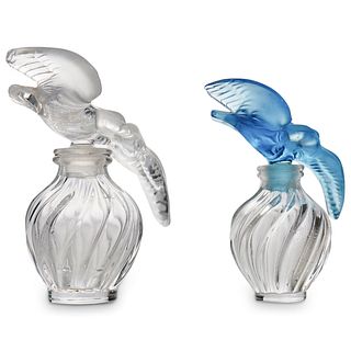 Pair of Lalique "L Air du Temps" Perfume Crystal Bottles