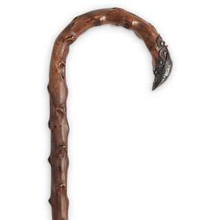 Sterling Wrapped Wood Walking Stick