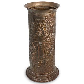Antique Hammered Brass Cane Stand