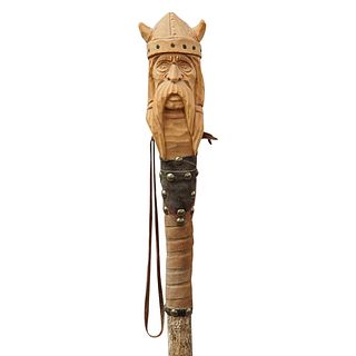 Folk Art Viking Head Walking Stick
