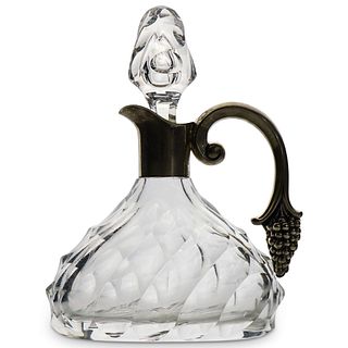 English Sterling & Cut Glass Wine Decanter
