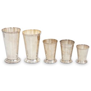 (5 Pc) Group of Silver Plated Graduating Vessels