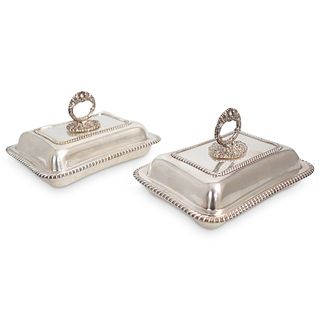 (2 Pc) Mechanical Silver Plated Lidded Platters