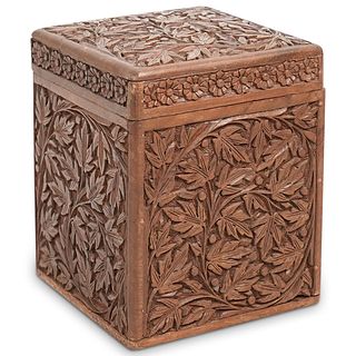Carved Wood Tea Canister