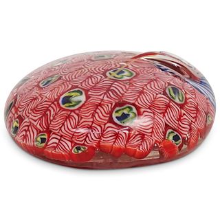 Vibrant Glass Peacock Paperweight