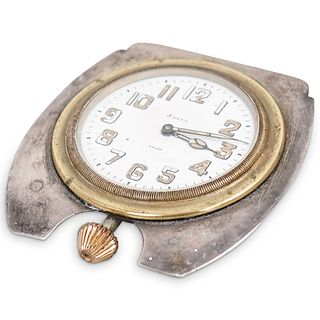 Tiffany and Co. Sterling and 14k Gold Travelers Clock