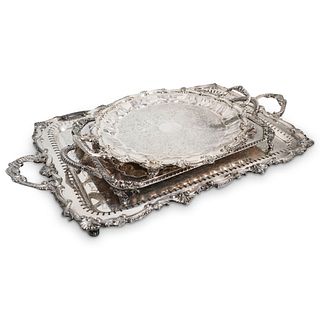 (3 Pc) Silver Plated Trays Grouping