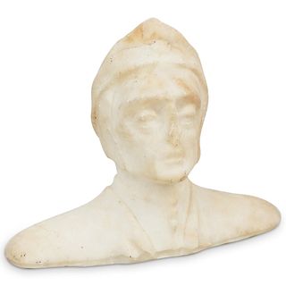 Italian Signed Marble Bust of Dante Alighieri