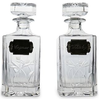 (2 Pcs) Mid Century Glass & Sterling Decanters