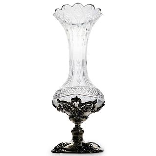 W.W. Watters & Sons Sterling & Crystal Glass Vase