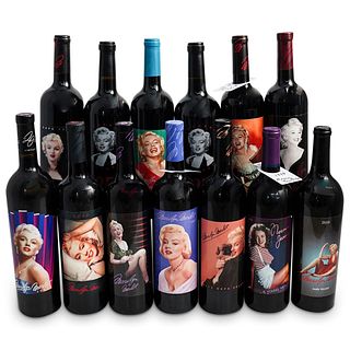 (13 Pcs) "Marilyn Monroe" & "Norma Jean" Merlot Wine Bottles