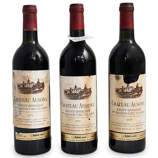 (3 Pcs) 1979 "Chateau Ausone" St. Emilion Grand Cru Classe Wine Bottles
