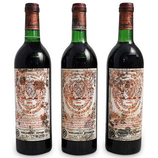 (3 Pcs) 1982 "Chateau Longueville" Baron de Pichon Wine Bottles