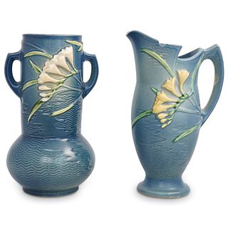 (2 pc) Roseville Pottery Vase and Pitcher