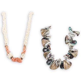(2 Pc) Pearl & Bead Necklaces