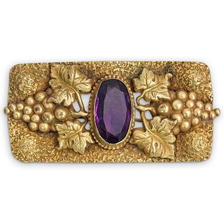 Art Nouveau Gold Filled and Amethyst Brooch