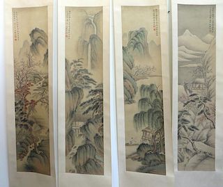 Four Chinese Watercolor Scrolls