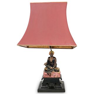 Orientalist Majolica Porcelain Table Lamp