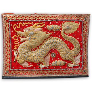 Burmese Dragon Kalaga Embroidered Tapestry