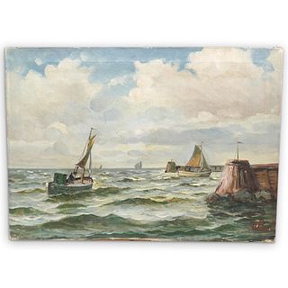 Oil On Canvas Nautical Scene