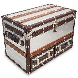 Designer Metallic and Leather Wooden Storage Box