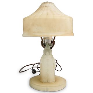 Antique Satin Glass Clown Lamp