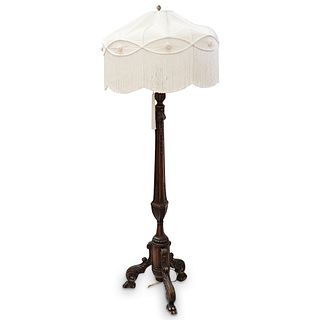 Antique Carved Wood Floor Lamp