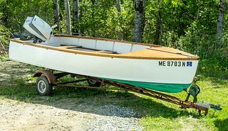 1954 CHRIS CRAFT 14' BOAT FROM KIT WITH 1964 EVINRUDE FASTWIN 18, WITH MASTERCRAFT TRAILER