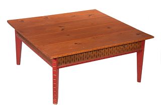 CONTEMPORARY FOLK ART LOW SQUARE COFFEE TABLE