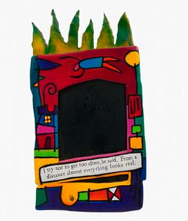 CONTEMPORARY FOLK ART PAINTED MIRROR FRAME BY BRIAN ANDREAS