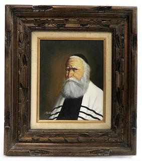 Fine Judaica Rabbi Painting. Signed