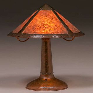 Early John L. Wilocx - Russian Copper Shop Hammered Copper & Mica Lamp c1910